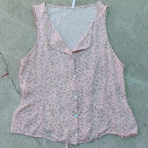 Floral Pink Sleeveless Blouse